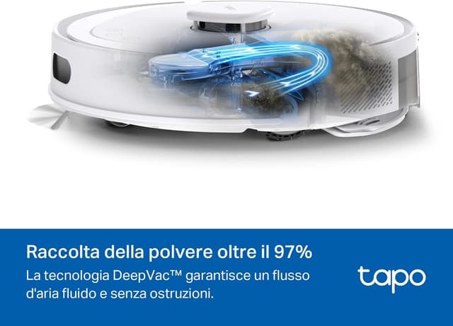 Detalle de Tapo RV30 Max (White) robot aspirapolvere lavapavimenti con LiDAR+IMU, 5300Pa e zone No-Go
