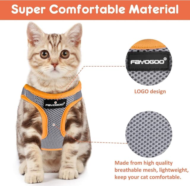 Detalle de FAYOGOO cat harness and lead set escape-proof (large adult, step-in) with adjustable vest