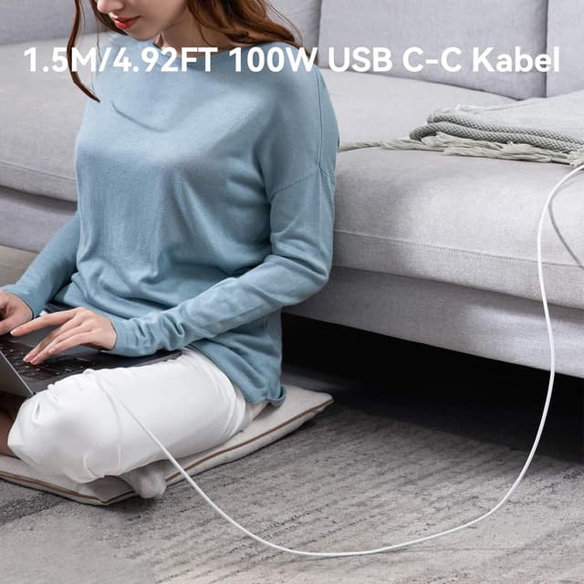 Detalle 1 de Ruilezyo USB-C auf USB-C Kabel (2er-Set, je 1,5 m, bis 100 W)