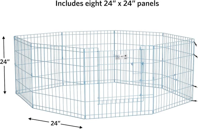 Detalle de Parc d’exercice pliant en métal MidWest Homes for Pets 524DRBL avec porte Maxxlock (60,96 x 60,96 cm) – Bleu