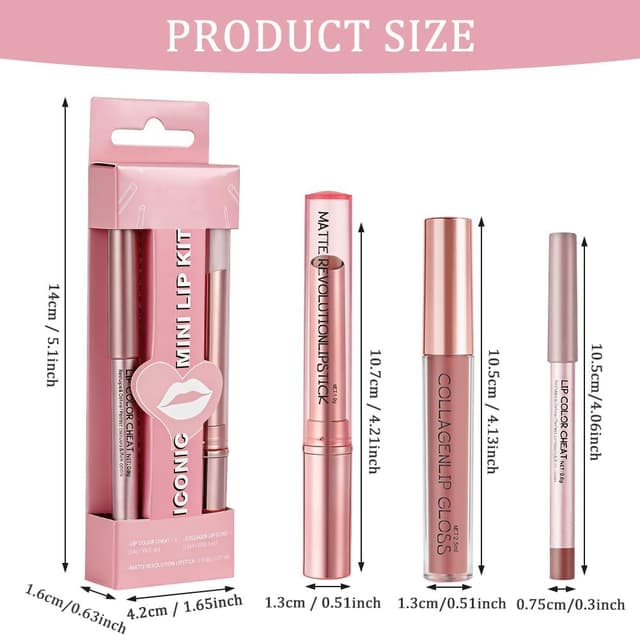 Detalle de LOPHE Rossetto, Lip Liner e Lucidalabbra Trio Lip Set One Step Labbra Kit Trucco #01