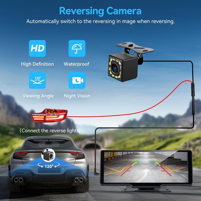 Detalle 2 de Portable Wireless CarPlay Screen (10.26") with Android Auto, GPS Navigation, and 1080P Backup Camera