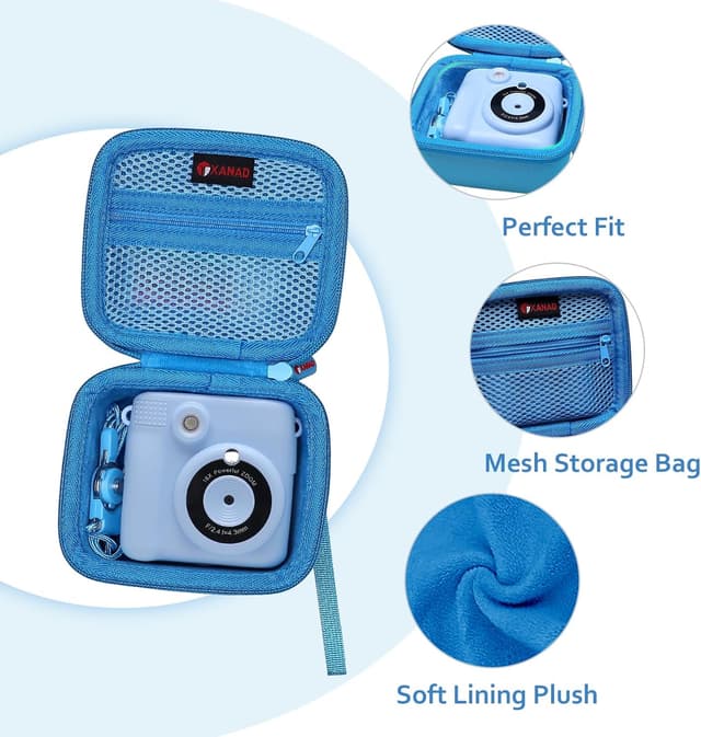 Thumbnail 6 de XANAD Kinderkamera Tasche für Sofortbildkamera – Schutzetui mit Thermodruckpapier, Hartschale & Gurt (Blau)