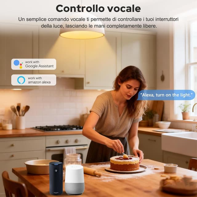 Detalle de LoraTap Interruttore WiFi Alexa con timer e relè (2 pezzi) per controllo in parallelo dello switch