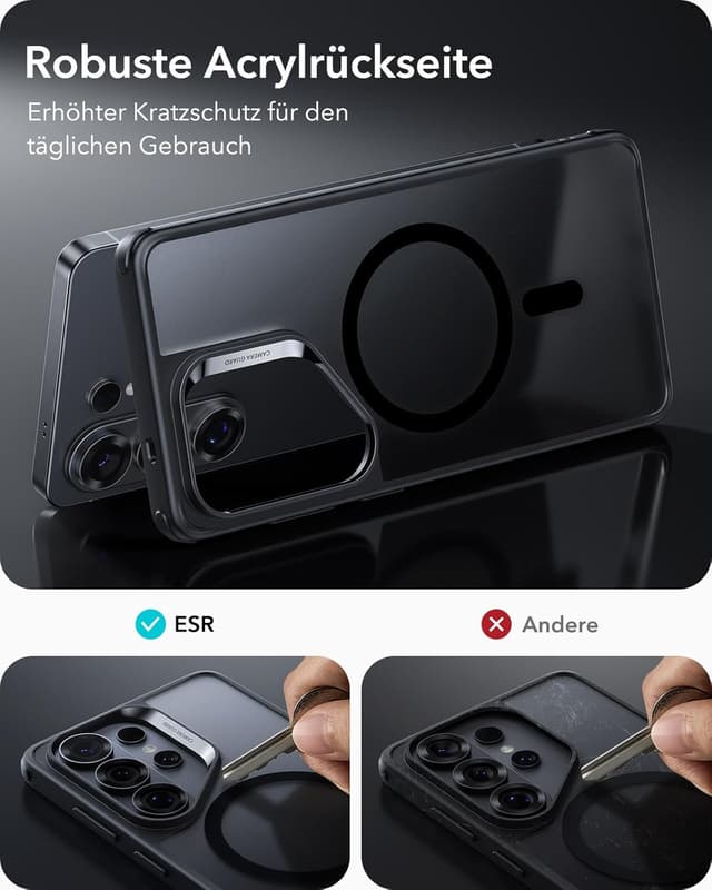 Detalle de ESR MagSafe Hülle für Samsung Galaxy S26 Ultra – MIL-STD-810H Militärschutz & 1.500 g Magnetkraft, matt schwarz