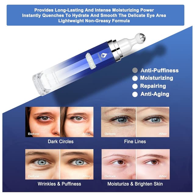 Detalle de Eye Serum with 8% Caffeine, 8% Retinol, Hyaluronic Acid & 360° Roller Massage Ball (0.5 fl. oz)