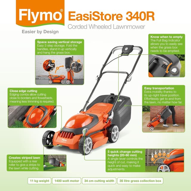 Detalle de Flymo EasiStore 340R electric mower 1400W