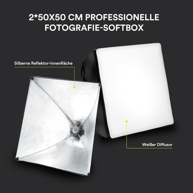 Detalle 2 de RALENO Softbox-Set 2 x 50x50 cm mit 50 W