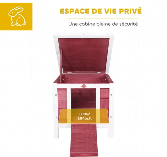 Thumbnail 2 de PawHut Clapier à Lapin 51 x 42 x 43 cm