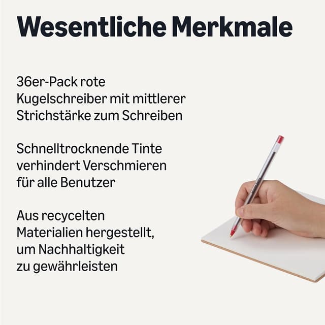 Detalle 2 de Amazon Basics Kugelschreiber-Set 36er Pack 1,0 mm