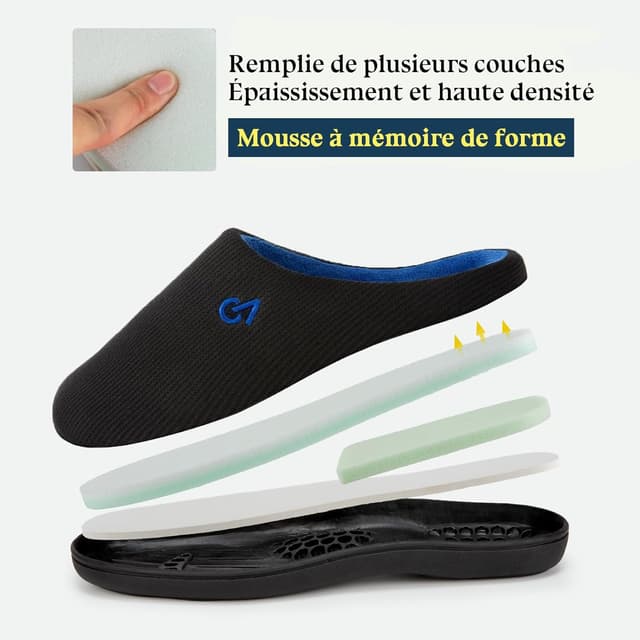 Thumbnail 4 de VeraCosy Chaussons mémoire forme homme bicolore