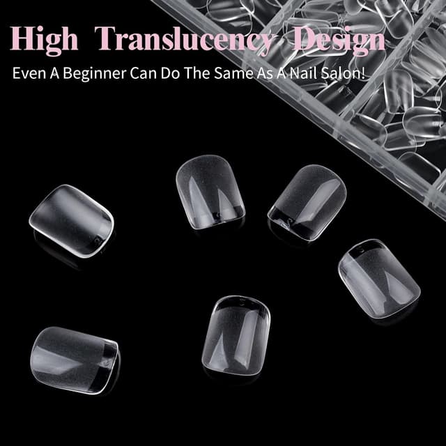 Detalle de Quadrat Kunstnägel Kurz Venares – 500 Soft Gel Tips in 12 Größen (Ultra kurze Full Cover, square) für Gelnägel