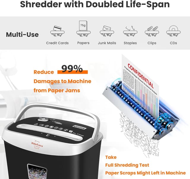 Detalle 1 de VidaTeco 10-Sheet Cross-Cut Shredder