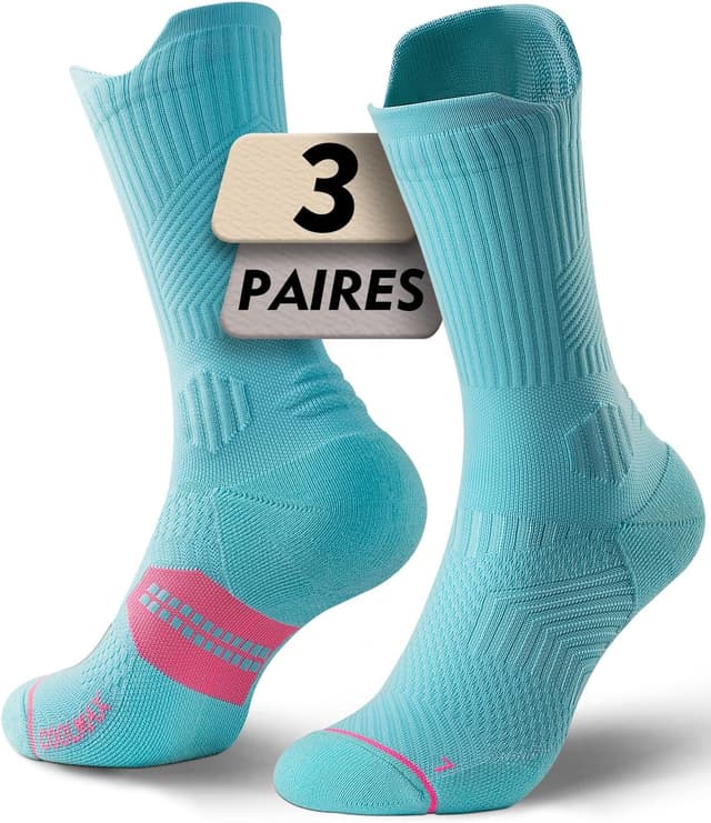 Detalle de Juclise chaussettes bambou Coolmax compressives pour femme — course, randonnée & gym