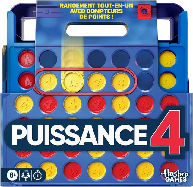 Detalle de Puissance 4 édition 2025 Hasbro Games – mallette de transport tout-en-un avec compteurs de points (dès 6 ans, 2 joueurs)