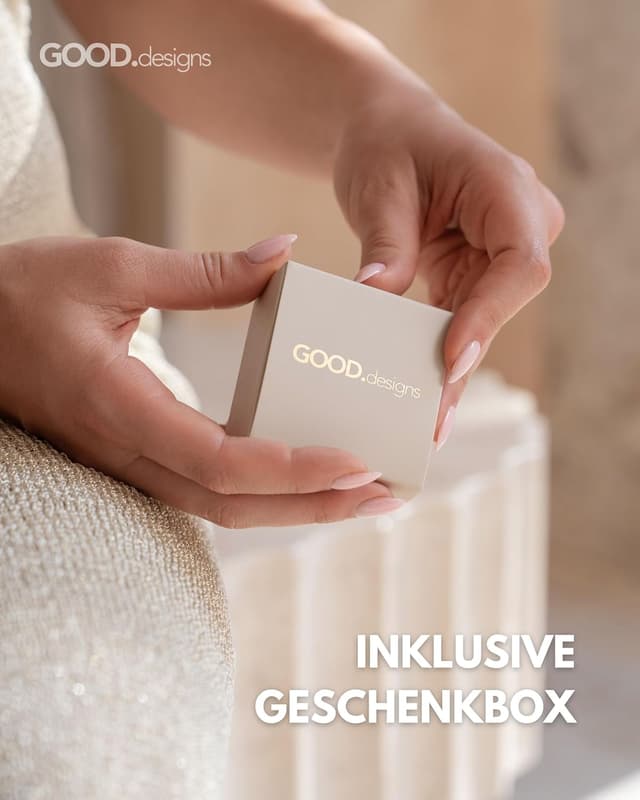 Detalle 2 de GD GOOD.designs Ohrstecker-Set für Damen – runde Kreis-Ohrstecker in Gold-, Roségold-, Silber- und Schwarz-Optik, inkl. Geschenkbox