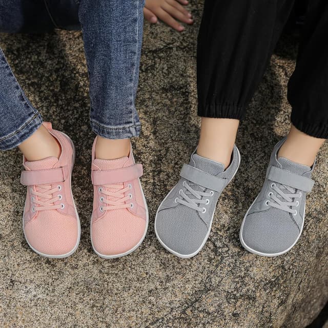 Detalle 2 de TIAROOTT Kinder Barfußschuhe mit breiter Zehenbox und Klettverschluss – minimalistische Sneaker für Alltag, Fitness & Trail