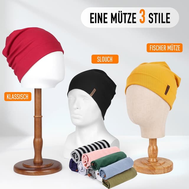 Thumbnail 4 de Slouch Beanie Mütze Baumwolle 29 cm