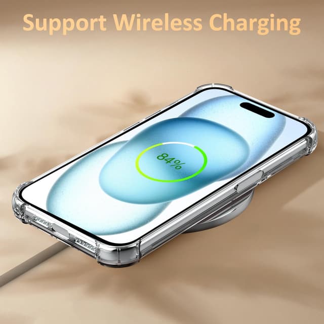 Detalle 2 de CAROKI Clear Phone Case for iPhone 15 with cute mushroom pattern (soft TPU slim protection)