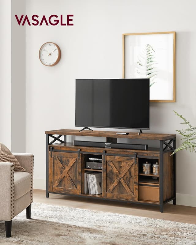 Detalle 2 de VASAGLE LTV071B01V1: Mueble TV Rústico con Estantes y Puertas 🚪