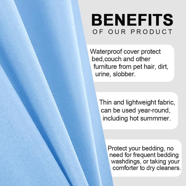 Thumbnail 6 de DUJUIKE 100% wasserdichte Schutzdecke als Matratzenschoner (Himmelblau) – Cal King/King 230×250 cm