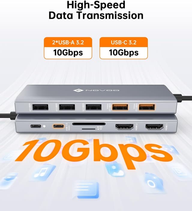 Detalle 2 de NOVOO 12 in 1 USB C dock with 100W PD