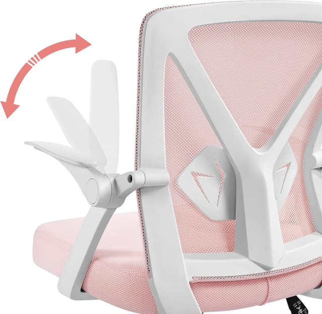 Detalle de Yaheetech Sedia da ufficio ergonomica con supporto lombare, schienale in rete e braccioli regolabili (portata 136 kg) rosa