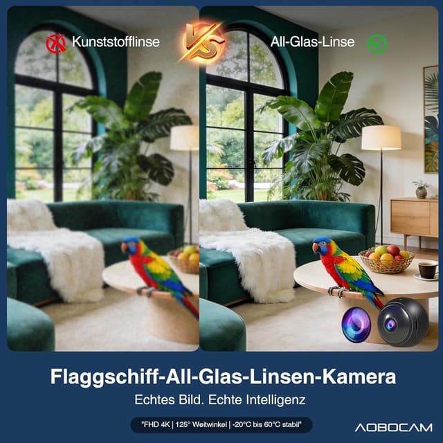 Detalle de Mini Kamera WLAN 4K für Innen, 1400 mAh