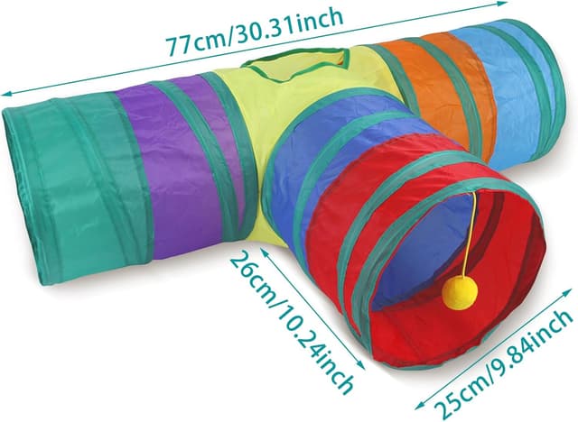 Detalle de Guinea Pig & Rabbit Collapsible 3-Way Tunnel (Rainbow) with Peepholes & Bell