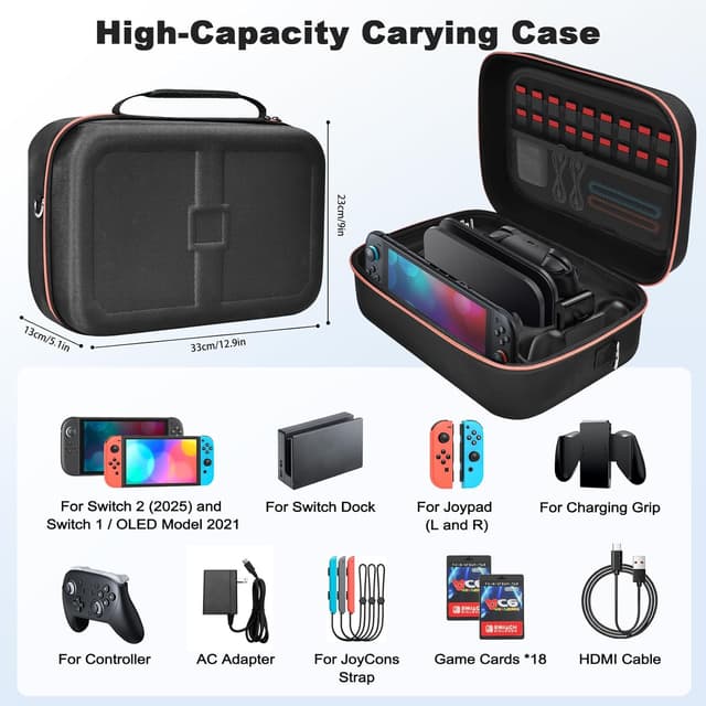 Detalle 2 de Gorixer Switch 2 Tasche 18 Spiele