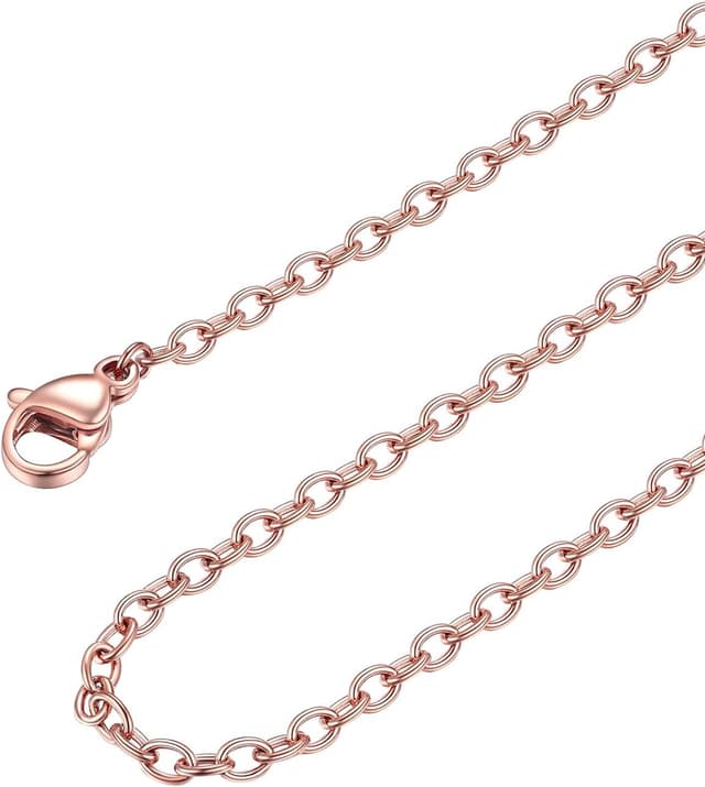 Detalle de FOCALOOK Edelstahl Kette Damen – dünne Rolokette (316L) als Ersatzkette für Anhänger, silber/gold/roségold/schwarz wählbar