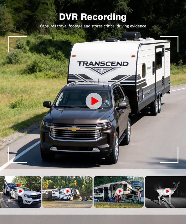 Thumbnail 6 de AUTO-VOX Wireless RV Backup Camera System with 7.2" HD Monitor, Triple Split View and DVR Recording