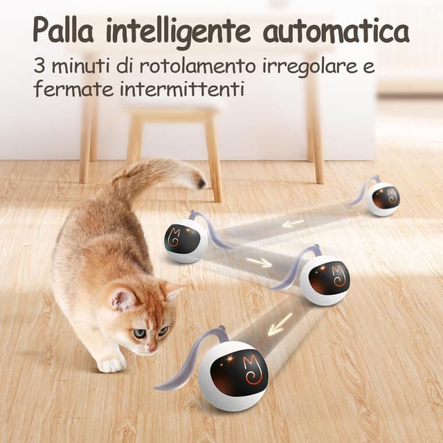 Detalle de Migipaws Giocattolo Interattivo Sferico per Gatti con Palla Luminosa e Sacchetto Misterioso (bianco)