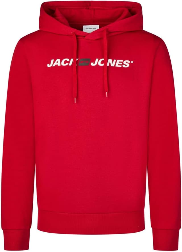 Detalle de JACK & JONES Hoodie Herren Regular Fit mit Druck JJMORTY (Kapuzenpullover)