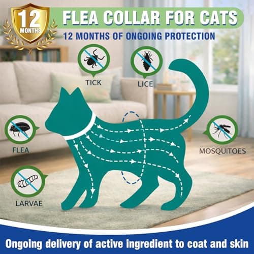 Detalle de Inpumo Collar Antiparasitario para Gatos antipulgas y garrapatas ajustable, impermeable y con aceites naturales (1 pack)