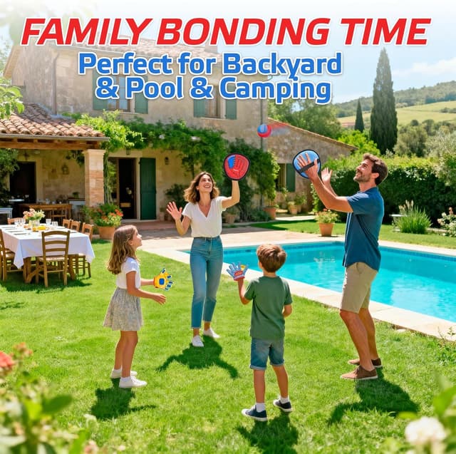 Thumbnail 6 de JoyCat Toss and Catch Ball Game with 2 Gloves and 2 Paddles (Outdoor Family Catch Toy for Kids & Adults)