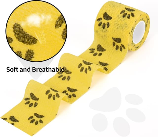 Detalle de 12 Stück selbstklebende Bandage für Hund & andere Haustiere – Vet Wrap Pet Kohäsivverband