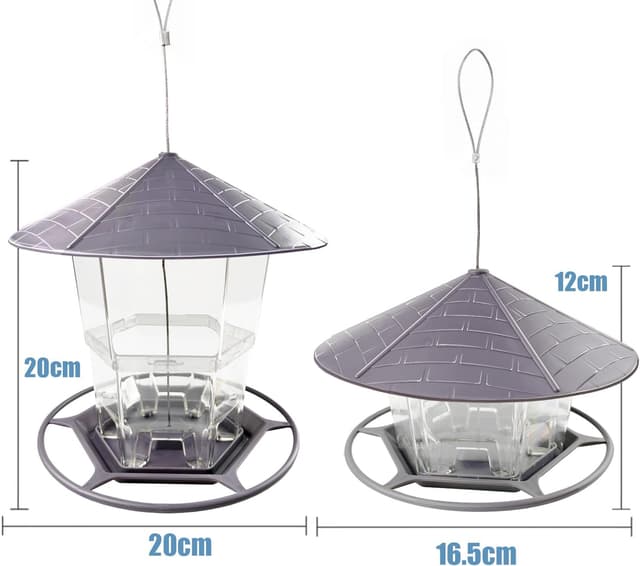 Detalle 2 de WLLKOO Outdoor Hanging Bird Feeders (2 Pack) with Adjustable Wire & Roof
