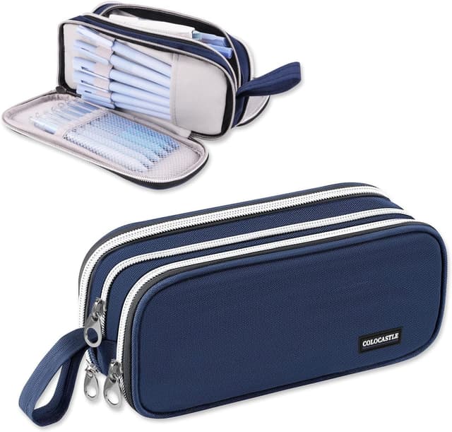 Detalle de COLOCASTLE Federmäppchen Groß 3 Fächer Dunkelblau