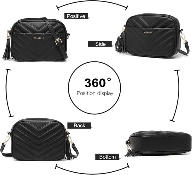 Thumbnail 6 de Miss Lulu Handtasche Damen Umhängetasche klein – Crossbody Bag mit 4 Fächern, verstellbarem Gurt & Handytasche