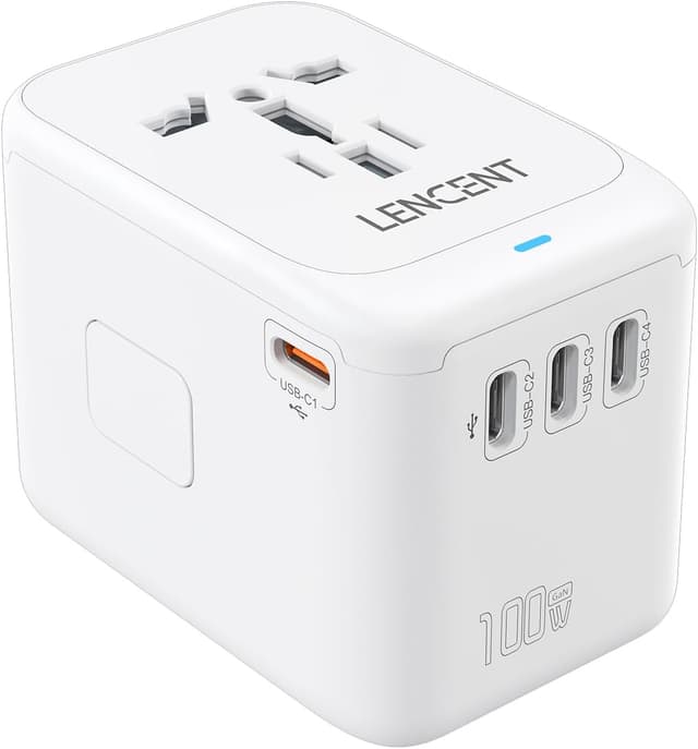 Detalle de LENCENT Adaptador GAN 100W USB-C 4x C + USB-A