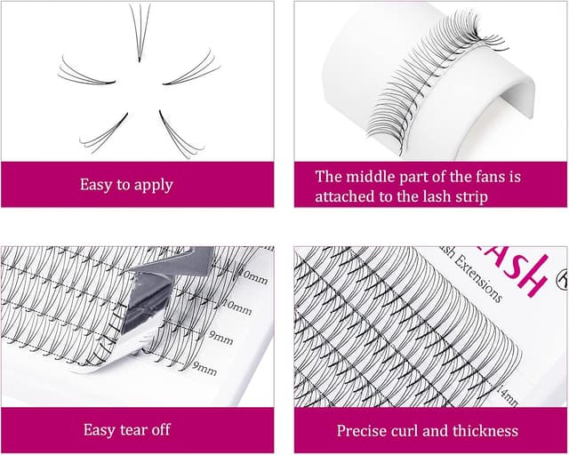 Detalle 1 de Volumen Extensiones Pestañas 3D Premade C Curl 8-14mm 💫