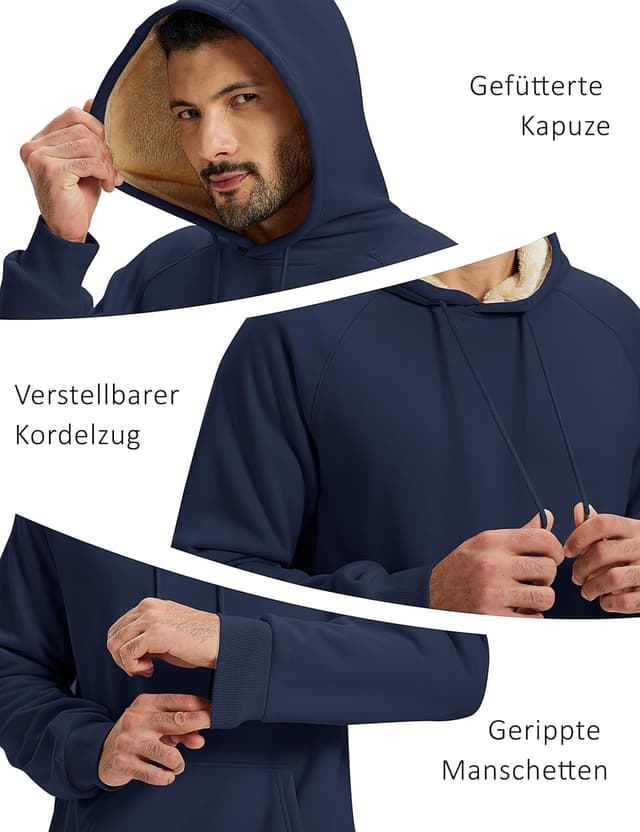 Thumbnail 4 de TACVASEN Herren Hoodie Sherpa Gefüttert