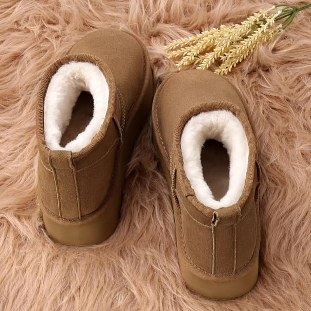 Thumbnail 6 de OOW Ankle Platform Boots Genuine Suede Cozy Lined Boots