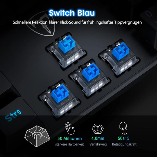 Thumbnail 2 de RisoPhy Mechanische Gaming-Tastatur 104 Tasten