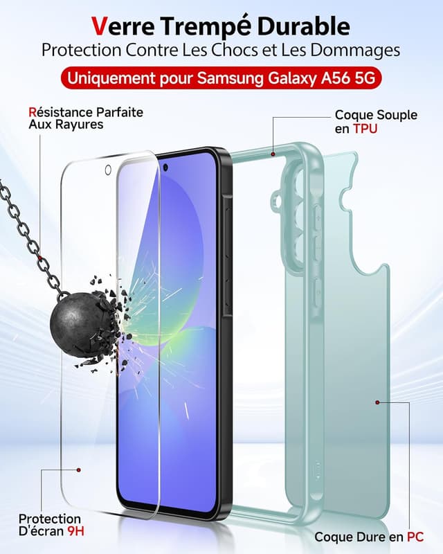 Detalle 1 de Coque Samsung Galaxy A56 5G anti-traces, 2 verres
