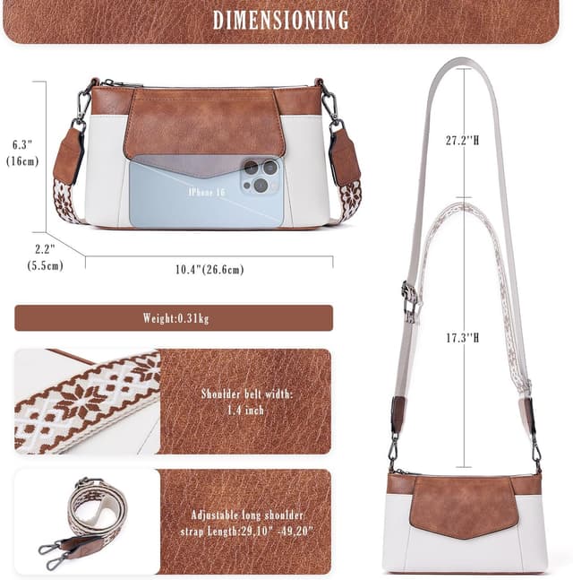 Detalle de MUIIKOLA small crossbody phone bag for women with adjustable wide strap