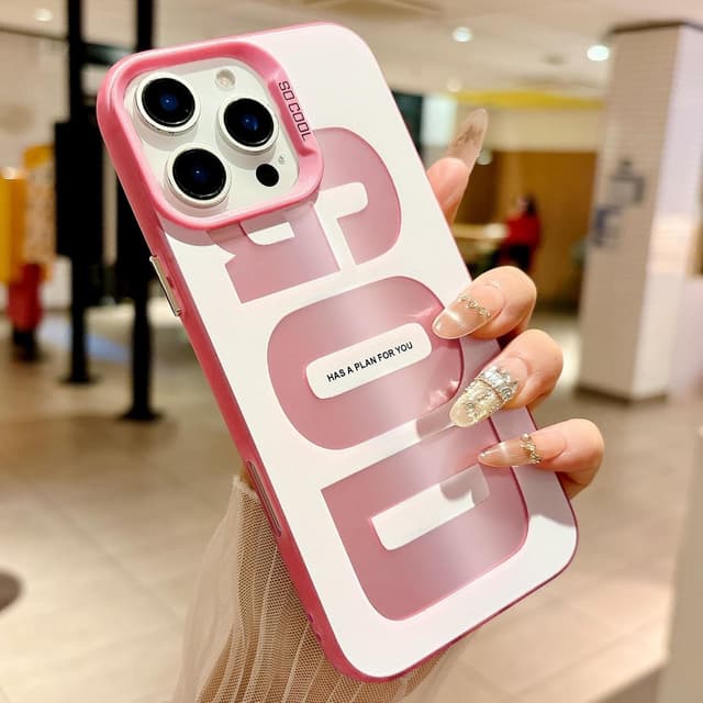 Detalle de HYUEKOKO “God Has a Plan for You” Case for iPhone 12 Pro Max (Pink) — Soft TPU Slim Shockproof Cover