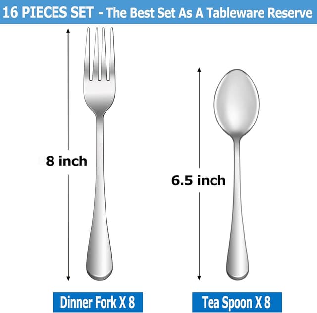 Thumbnail 1 de 16-Piece Silverware Set with Mirror Polished Forks and Spoons