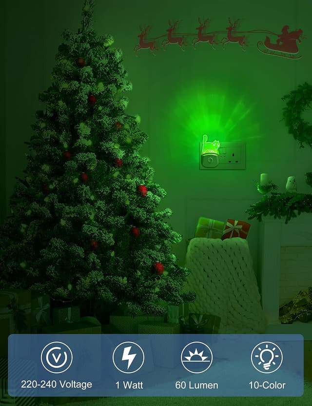 Detalle de Emeritpro Night Light Plug-in Wall (Pretty Cat) – 8-Colour RGB + Dusk to Dawn Sensor, 2 Pack